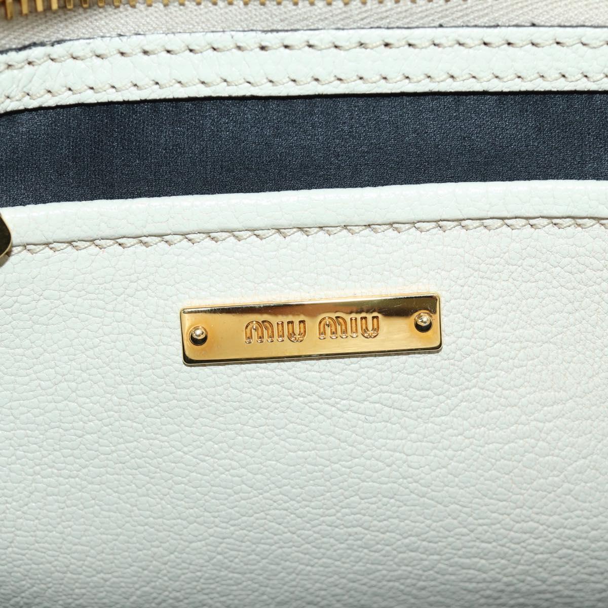Miu Miu Hand Bag Leather 2way Beige Gold Auth bs35737V