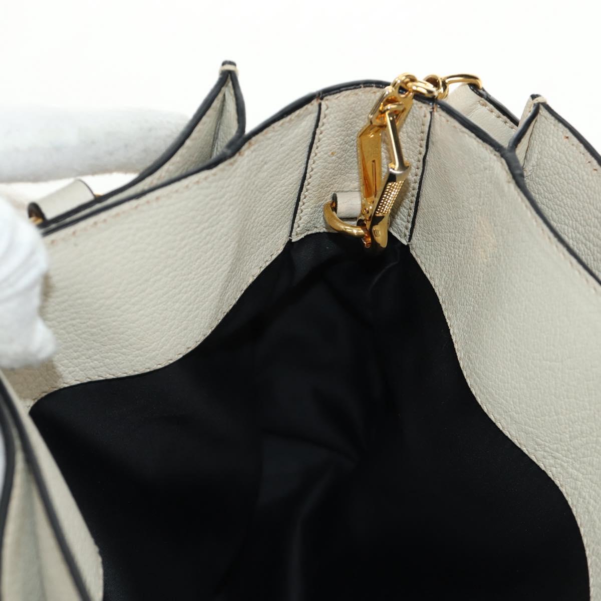 Miu Miu Hand Bag Leather 2way Beige Gold Auth bs35737V