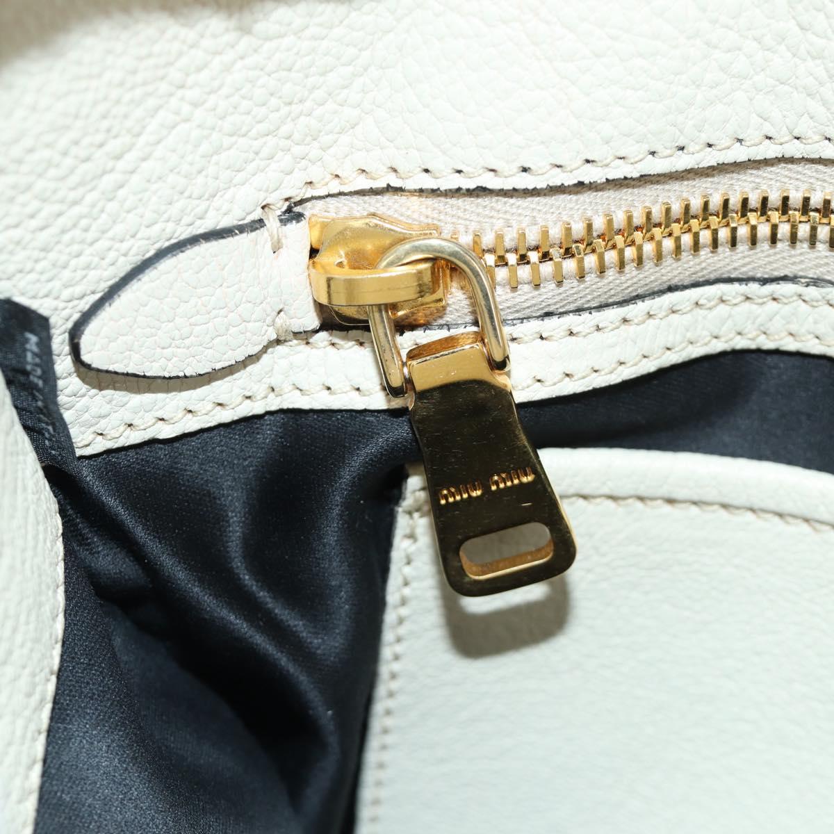 Miu Miu Hand Bag Leather 2way Beige Gold Auth bs35737V