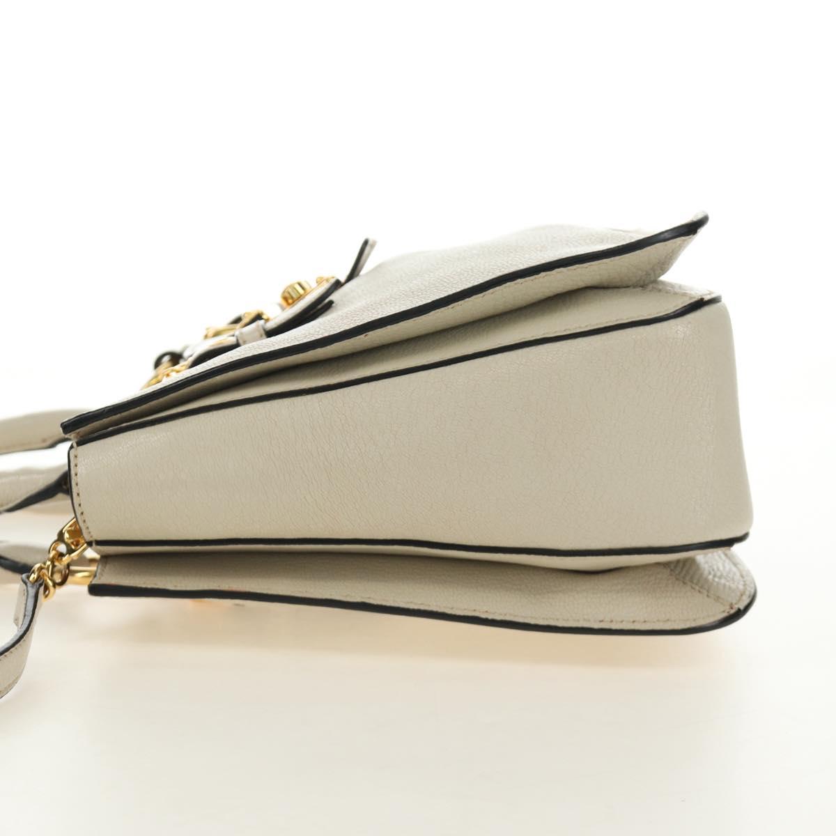 Miu Miu Hand Bag Leather 2way Beige Gold Auth bs35737V