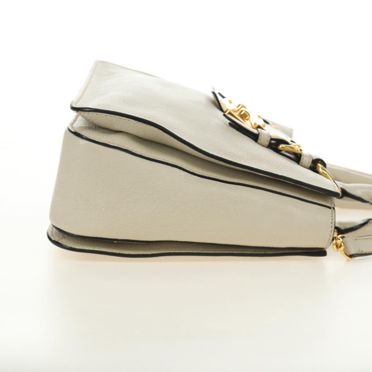 Miu Miu Hand Bag Leather 2way Beige Gold Auth bs35737V