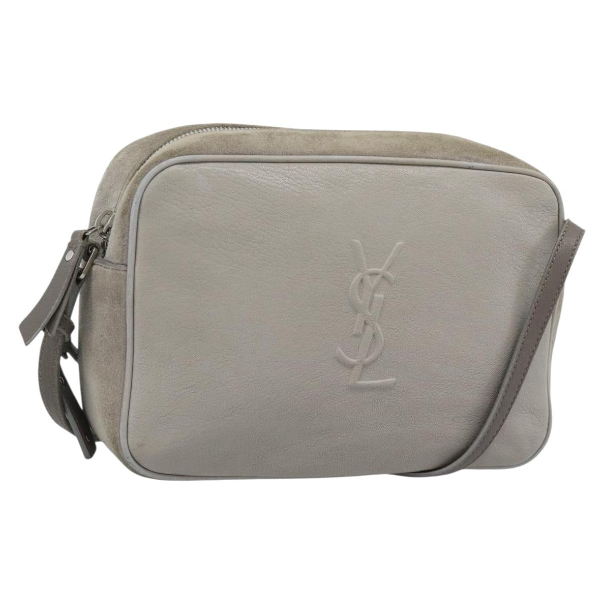 SAINT LAURENT Shoulder Bag Suede Gray Silver 520533 Auth bs35745V