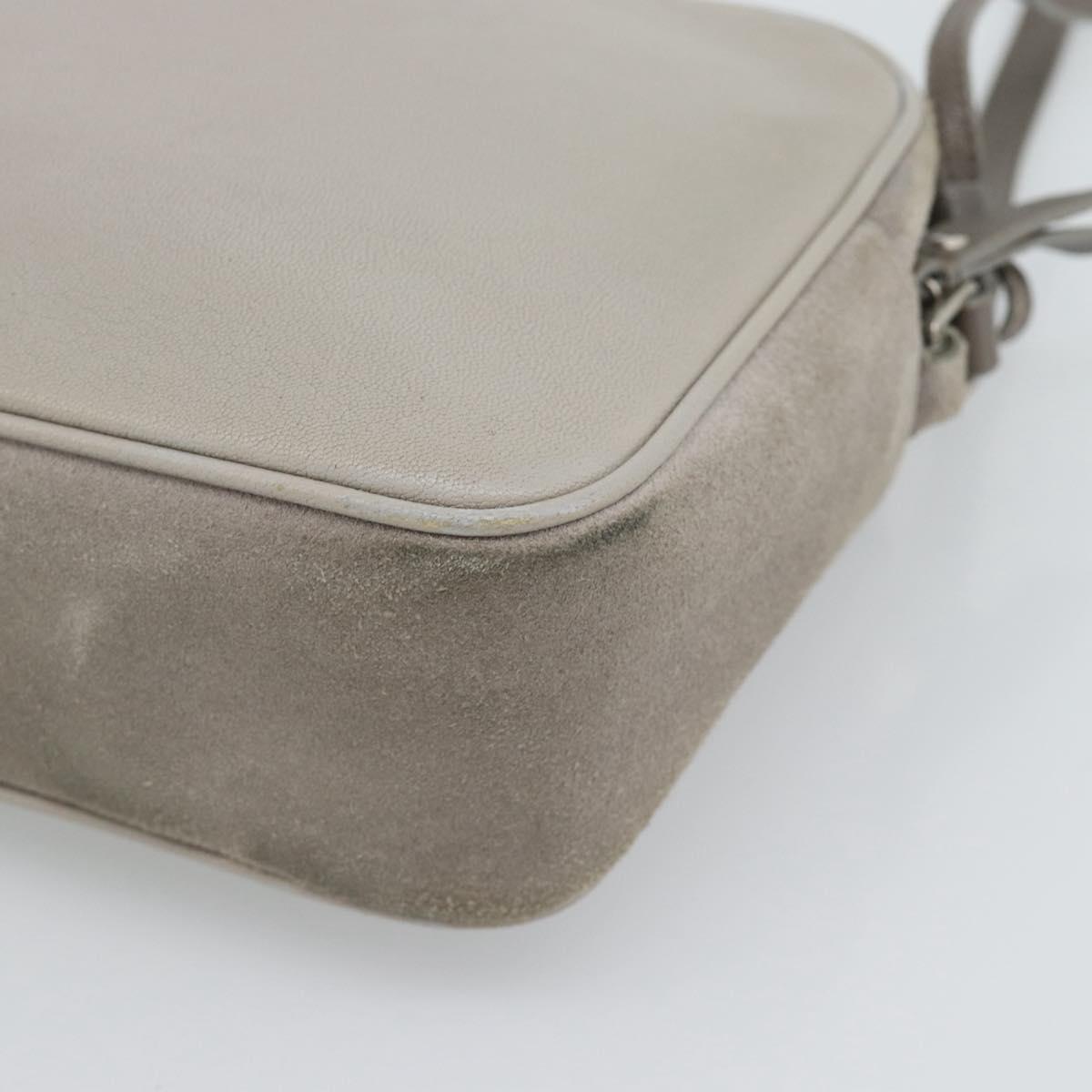SAINT LAURENT Shoulder Bag Suede Gray Silver 520533 Auth bs35745V