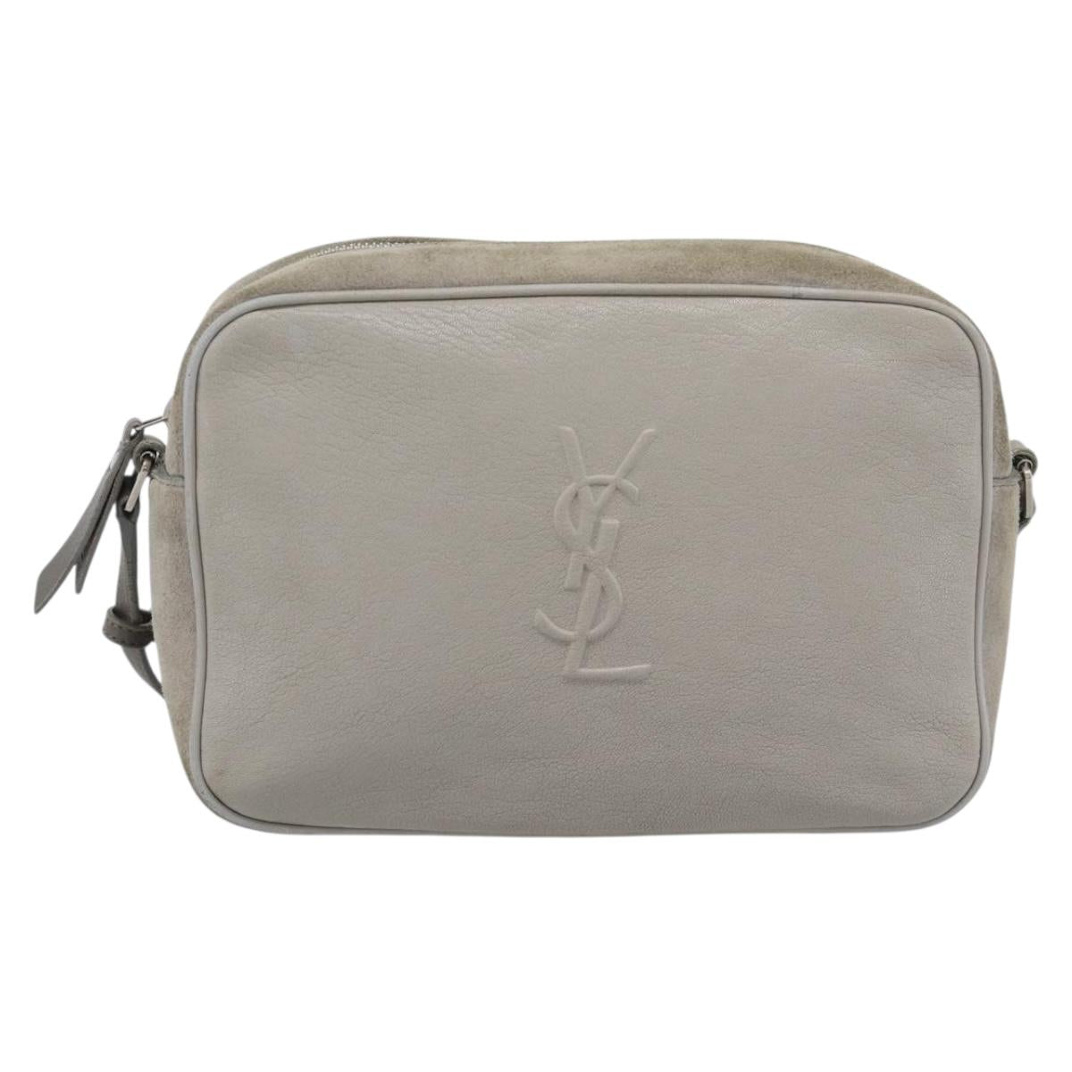 SAINT LAURENT Shoulder Bag Suede Gray Silver 520533 Auth bs35745V