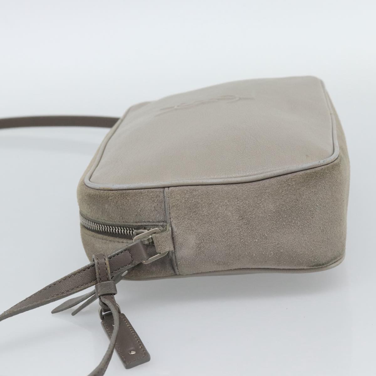 SAINT LAURENT Shoulder Bag Suede Gray Silver 520533 Auth bs35745V