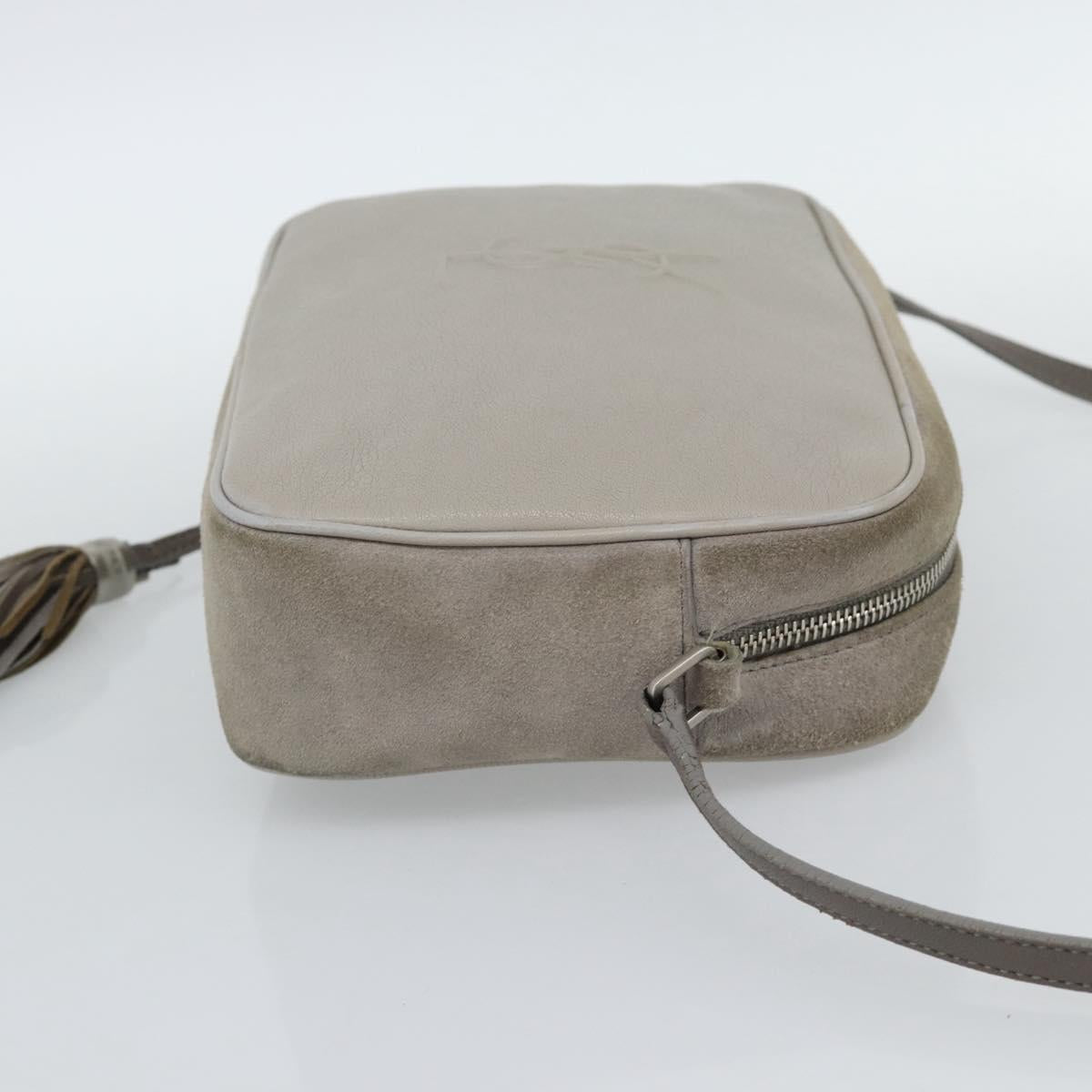 SAINT LAURENT Shoulder Bag Suede Gray Silver 520533 Auth bs35745V
