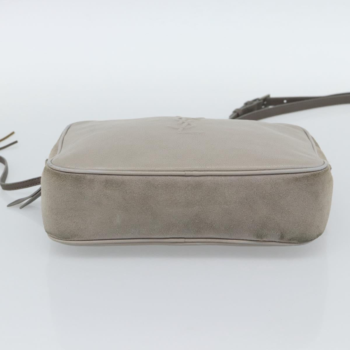 SAINT LAURENT Shoulder Bag Suede Gray Silver 520533 Auth bs35745V