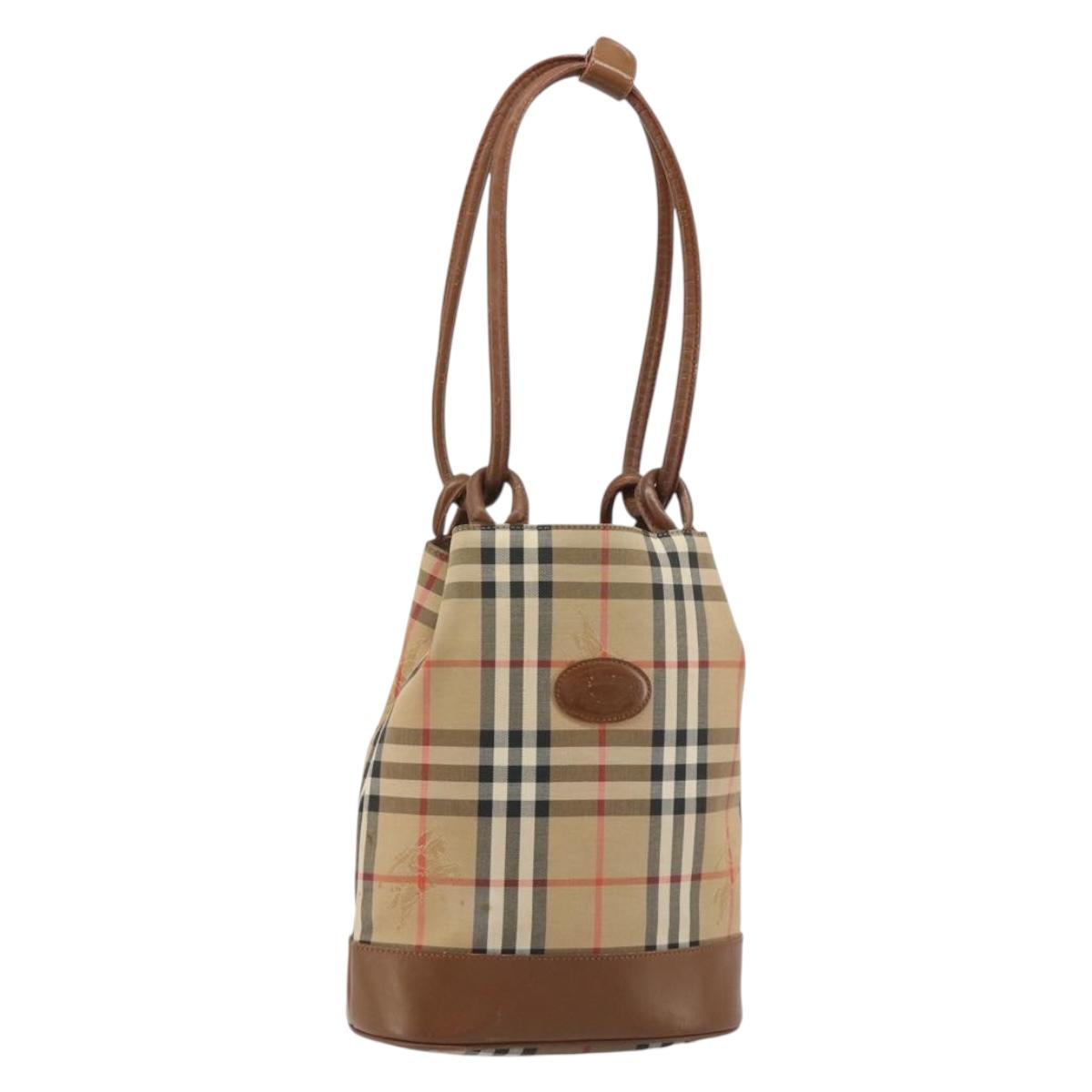 Burberrys Nova Check Shoulder Bag Canvas Beige Auth bs35746