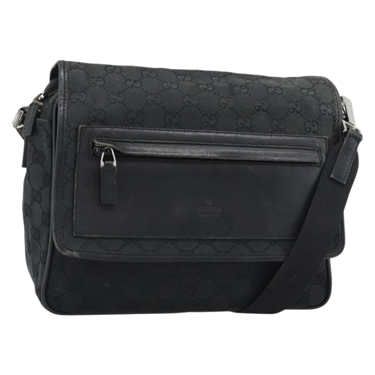 GUCCI GG Canvas Shoulder Bag Black 28562 Auth bs35748