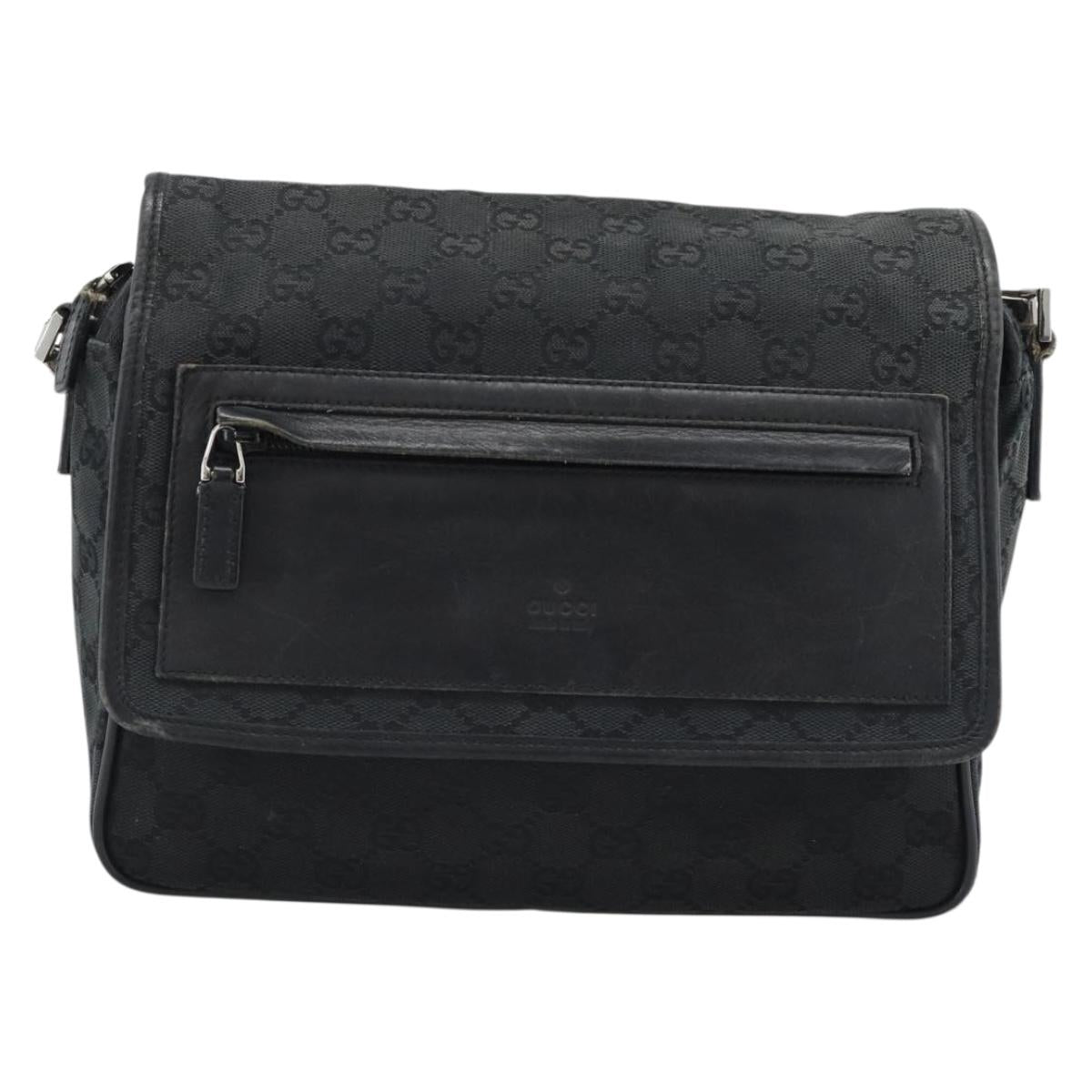GUCCI GG Canvas Shoulder Bag Black 28562 Auth bs35748