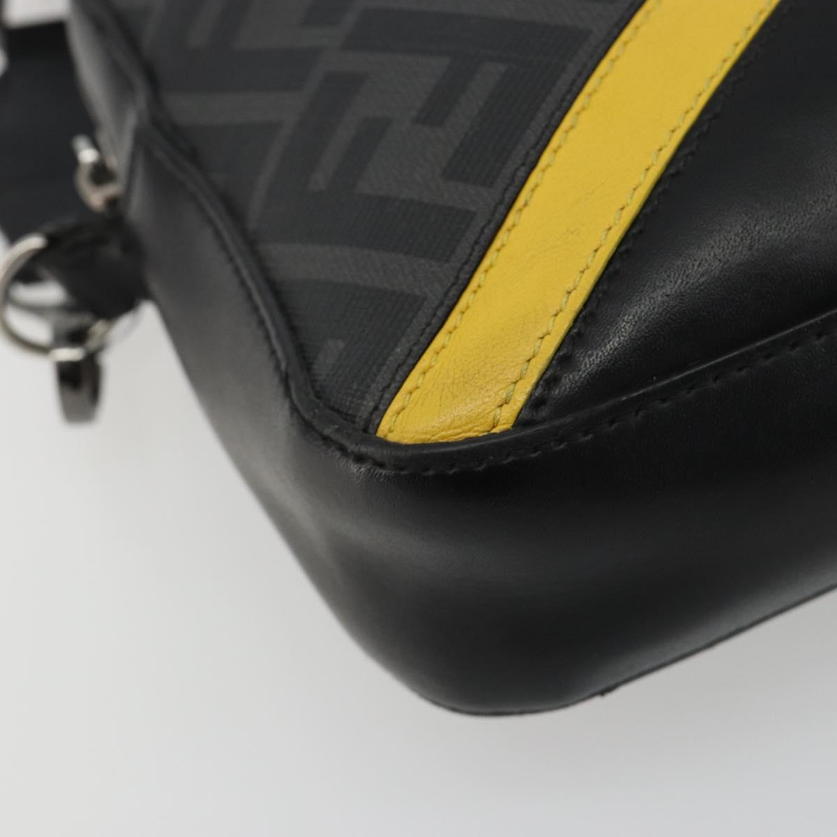 FENDI Zucca Shoulder Bag PVC Leather Black Silver 7M0286 Auth bs35750