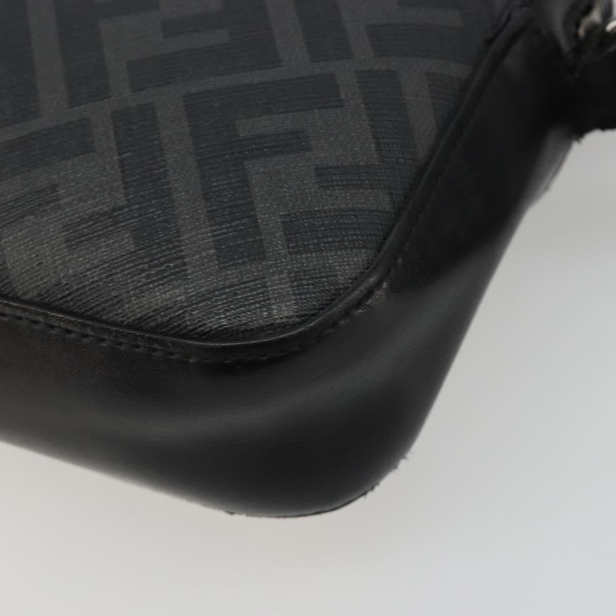 FENDI Zucca Shoulder Bag PVC Leather Black Silver 7M0286 Auth bs35750
