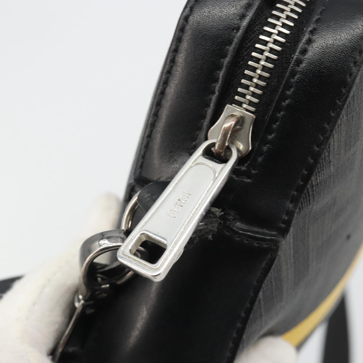 FENDI Zucca Shoulder Bag PVC Leather Black Silver 7M0286 Auth bs35750