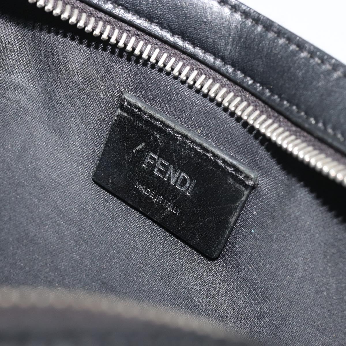 FENDI Zucca Shoulder Bag PVC Leather Black Silver 7M0286 Auth bs35750