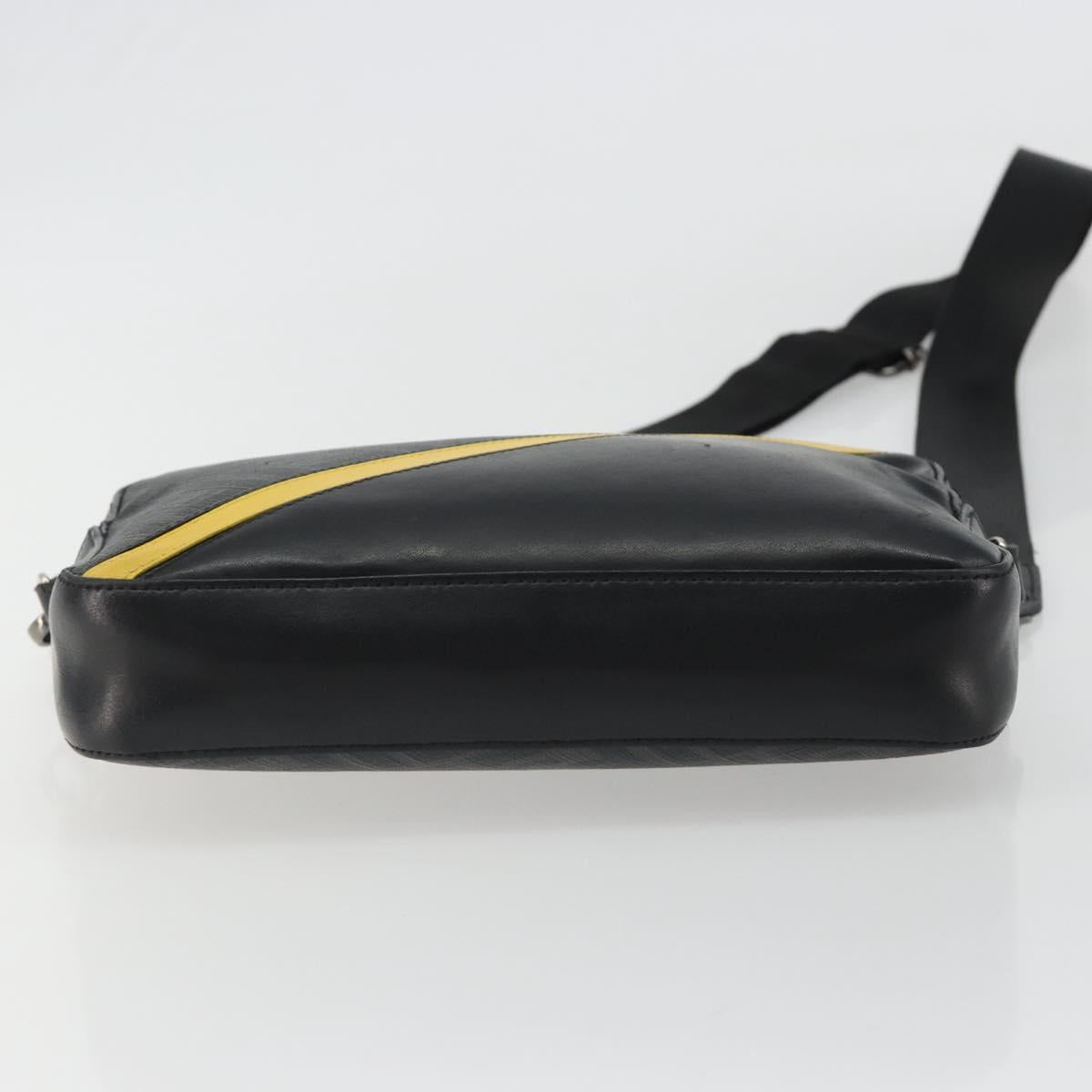 FENDI Zucca Shoulder Bag PVC Leather Black Silver 7M0286 Auth bs35750
