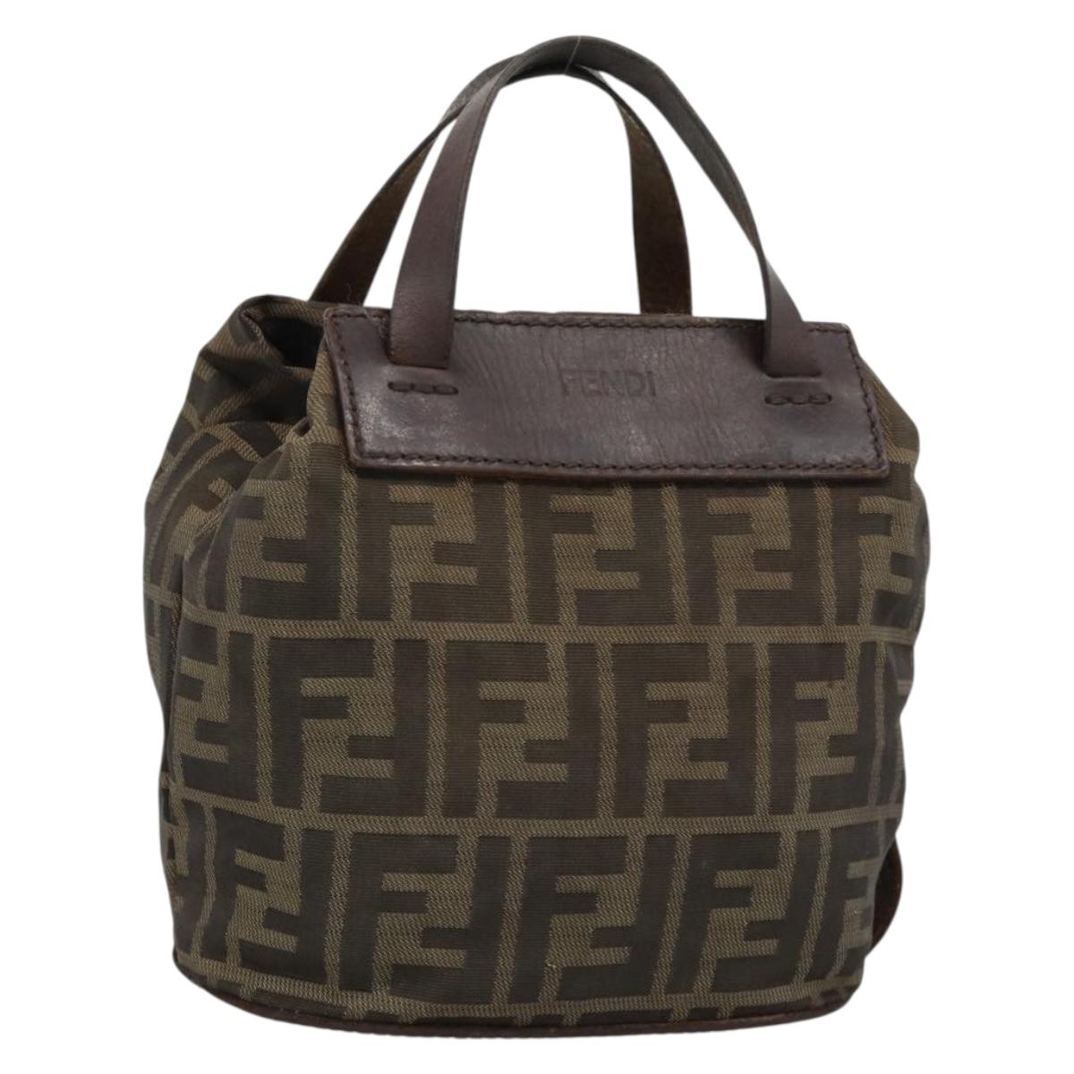 FENDI Zucca Hand Bag Black 15822 Auth bs35752