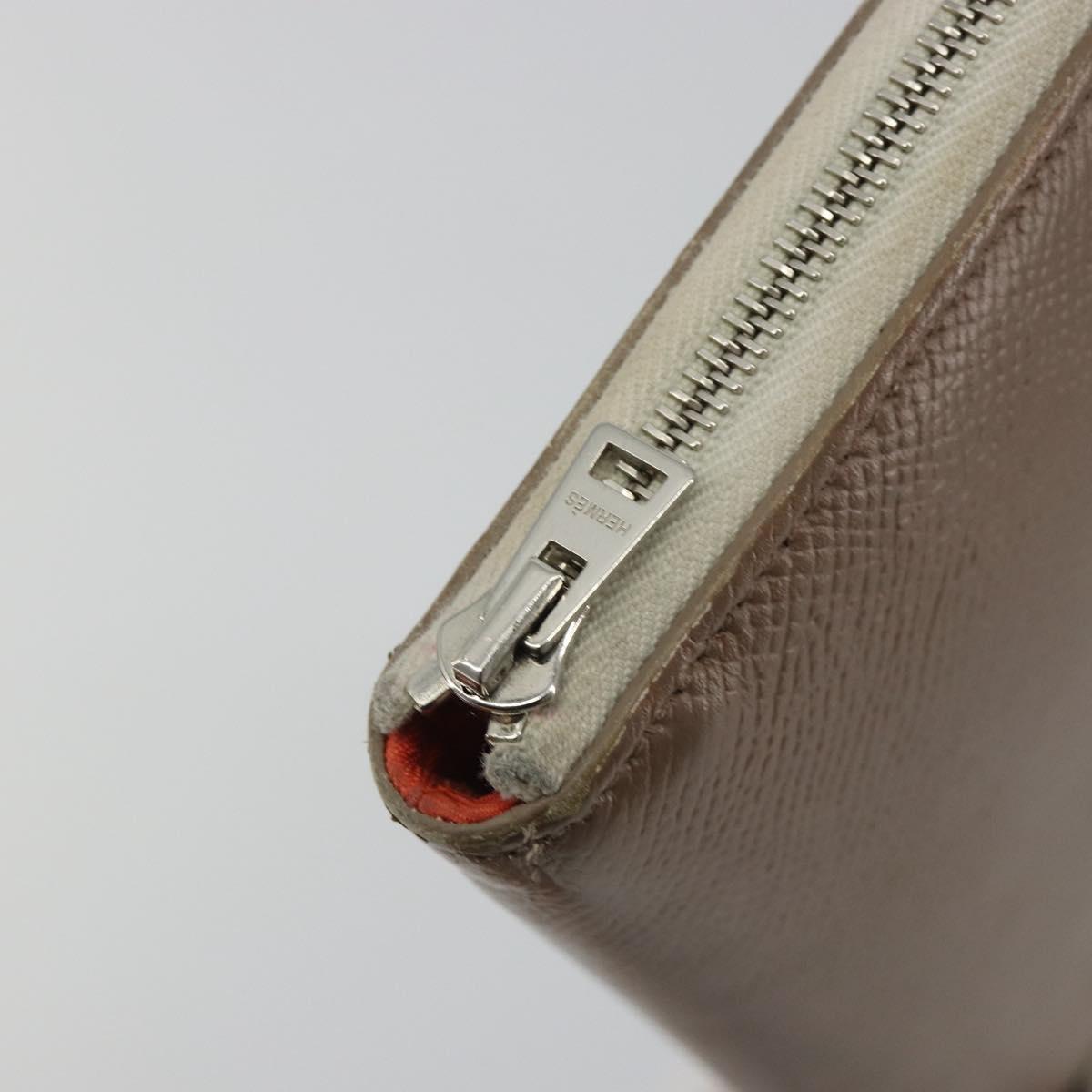 HERMES Azap Classic Long Wallet Leather Brown Auth bs35755