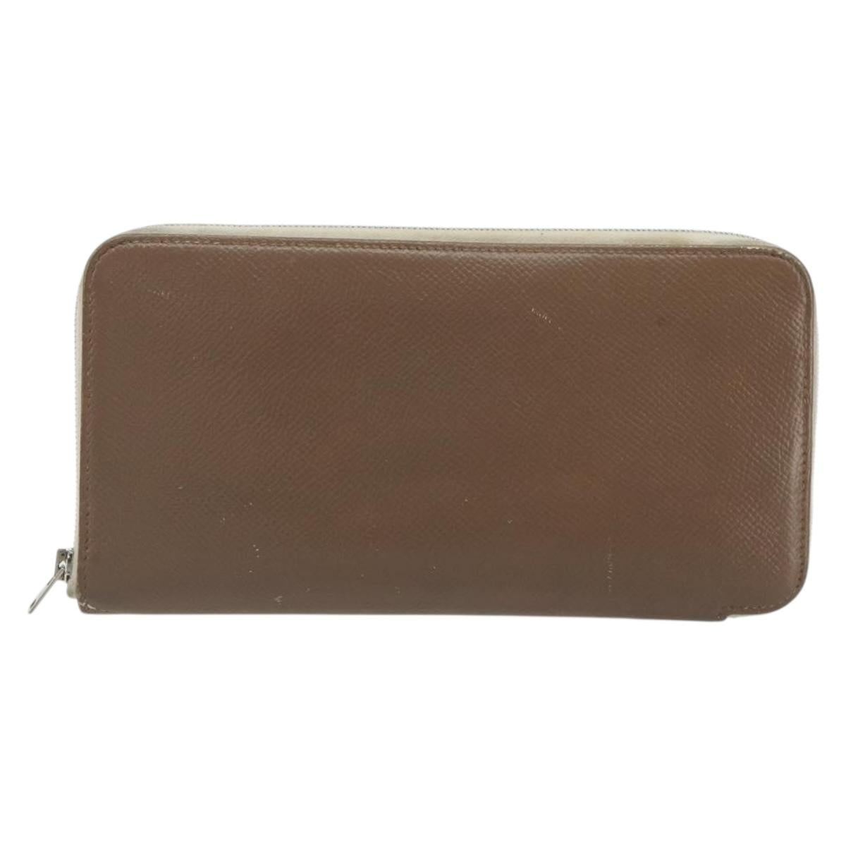 HERMES Azap Classic Long Wallet Leather Brown Auth bs35755