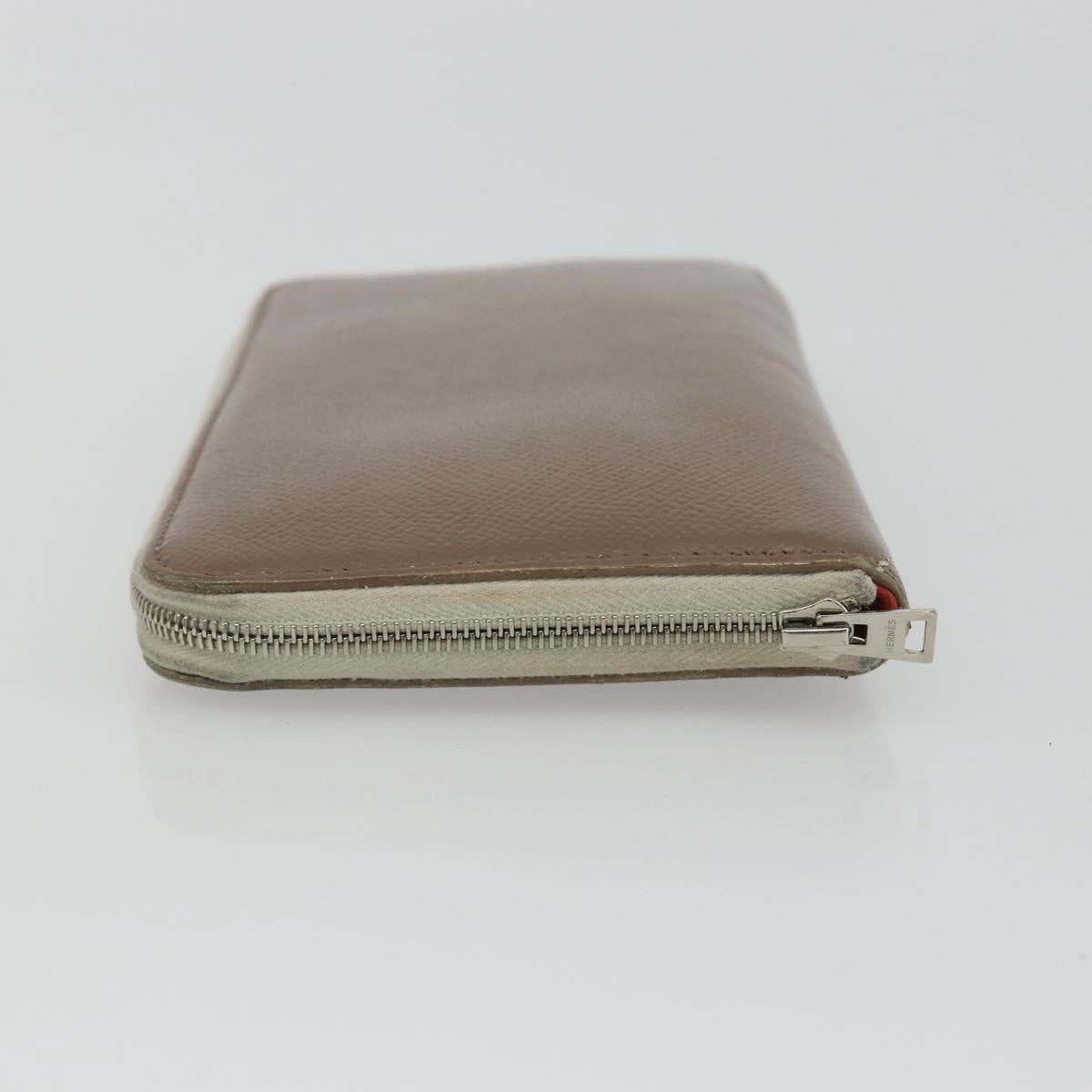 HERMES Azap Classic Long Wallet Leather Brown Auth bs35755