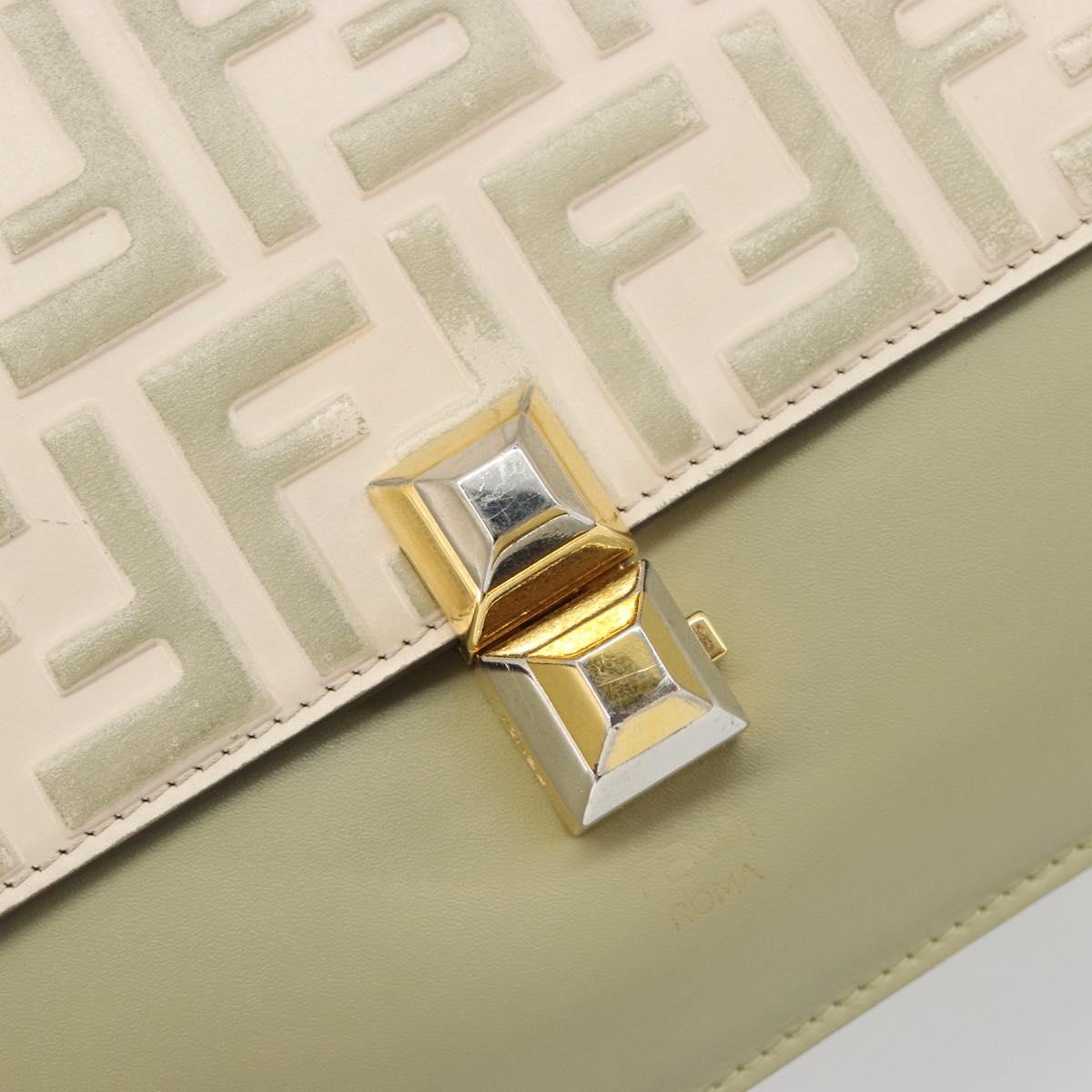 FENDI Zucca Shoulder Bag Ivory Gold 8BT283 Auth bs35756A