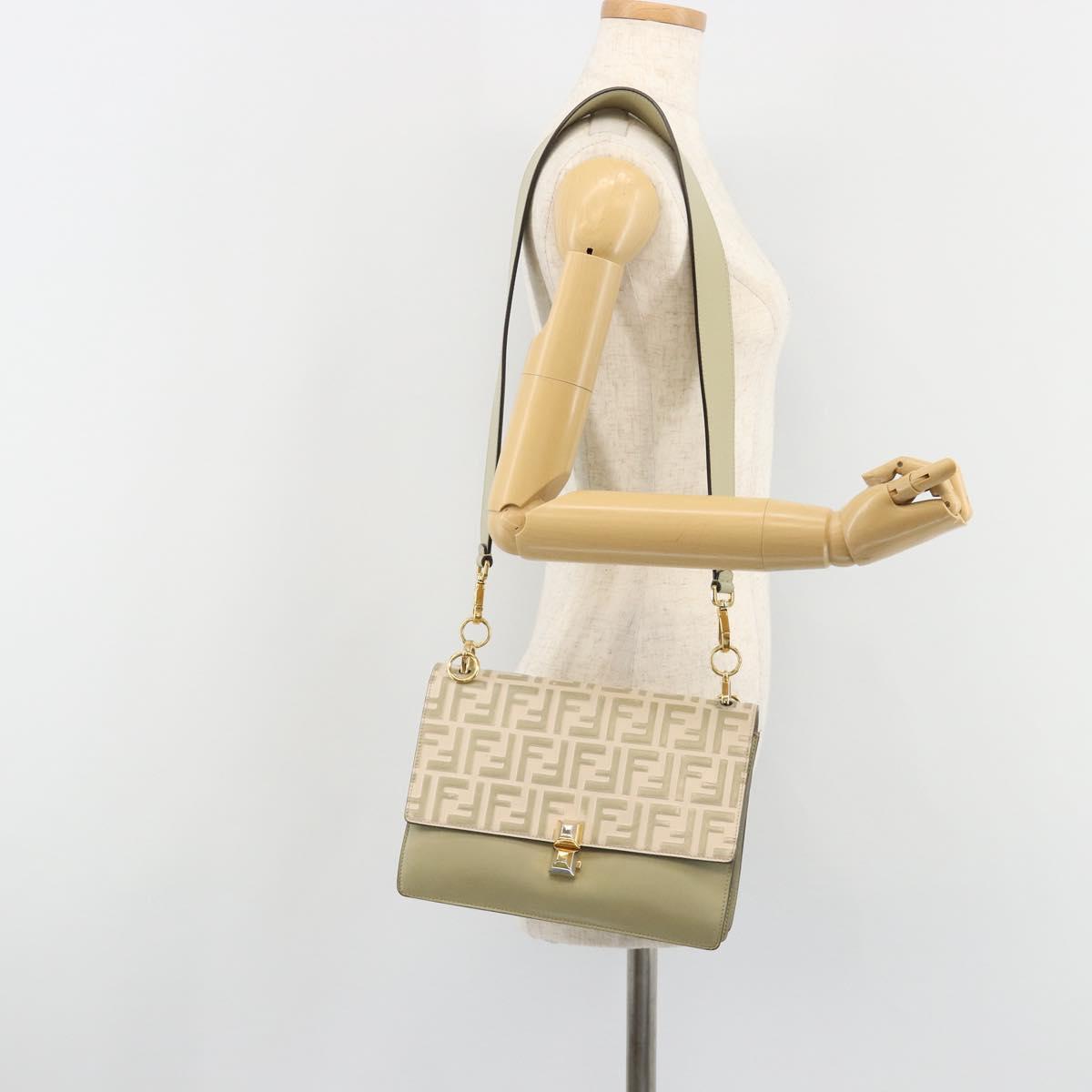 FENDI Zucca Shoulder Bag Ivory Gold 8BT283 Auth bs35756A