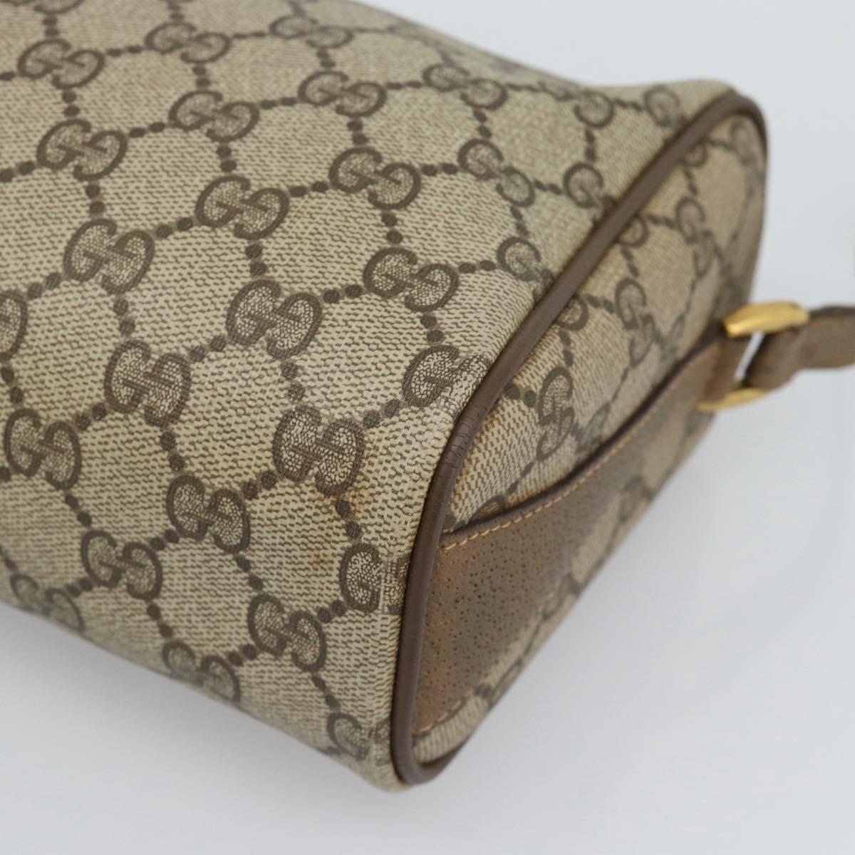 GUCCI GG Supreme Shoulder Bag PVC Beige Gold Auth bs35769