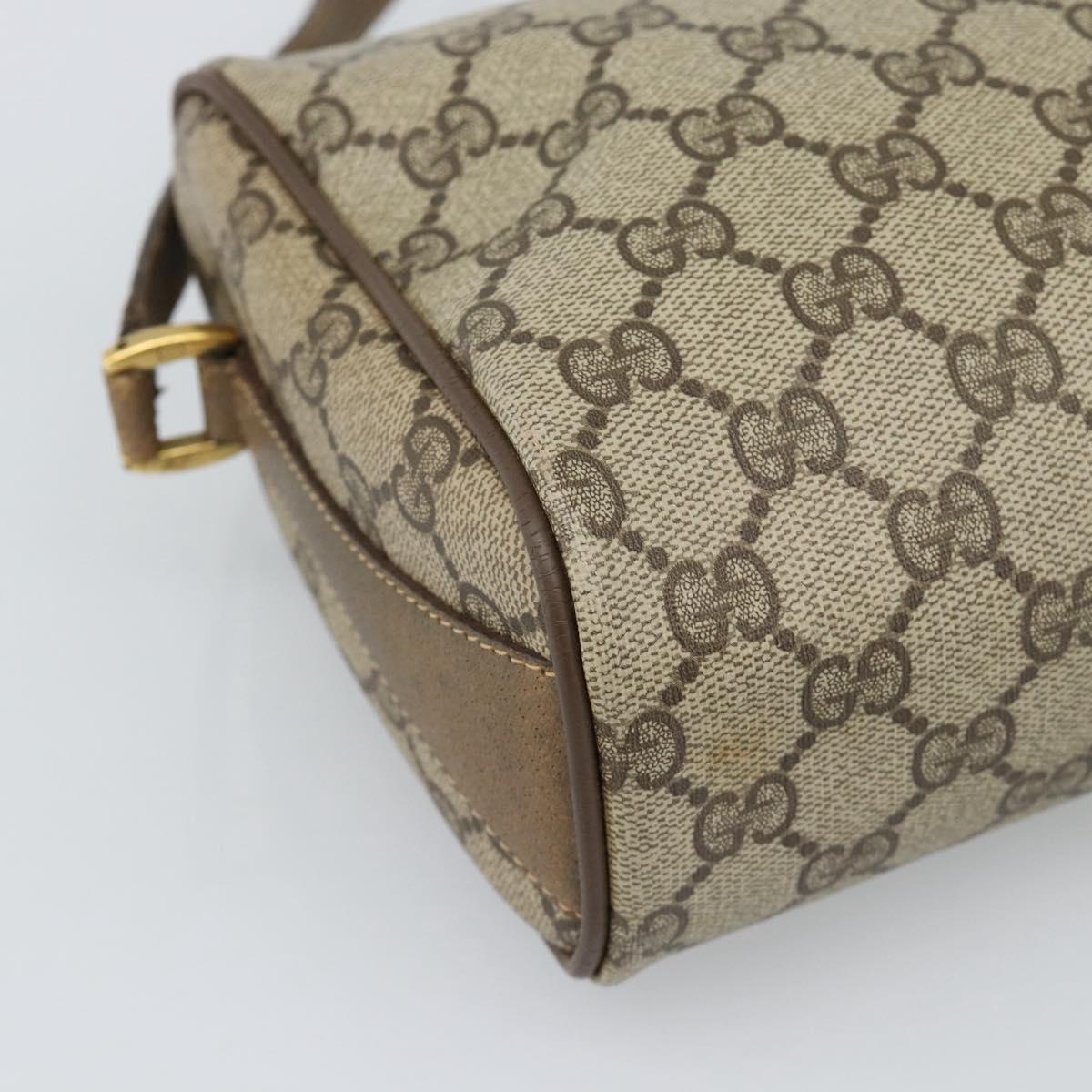 GUCCI GG Supreme Shoulder Bag PVC Beige Gold Auth bs35769