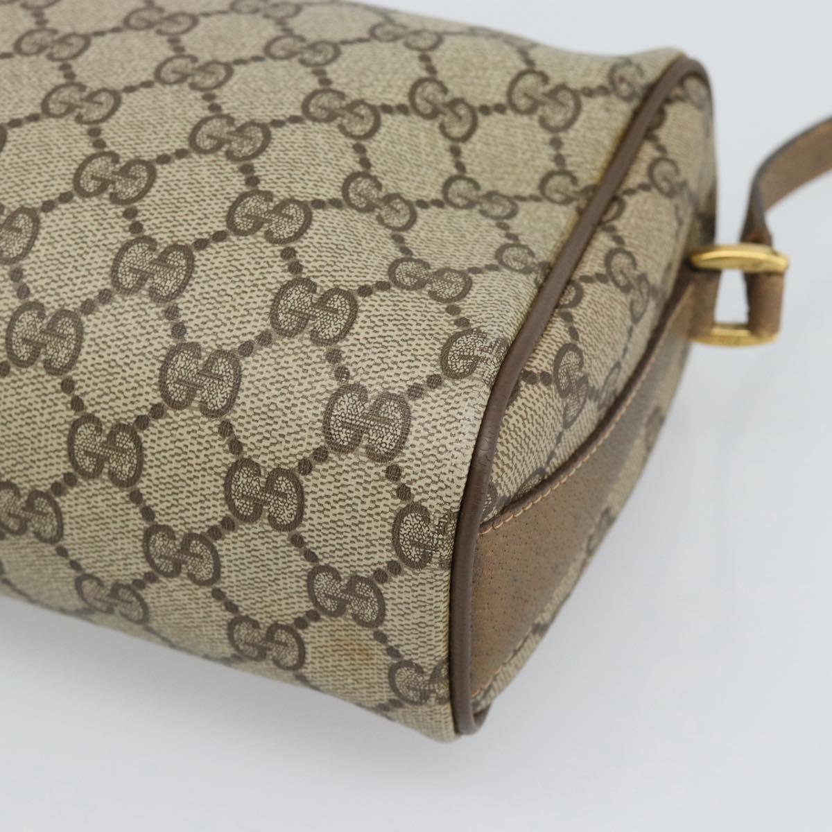 GUCCI GG Supreme Shoulder Bag PVC Beige Gold Auth bs35769