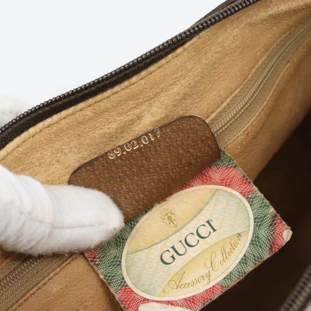 GUCCI GG Supreme Shoulder Bag PVC Beige Gold Auth bs35769