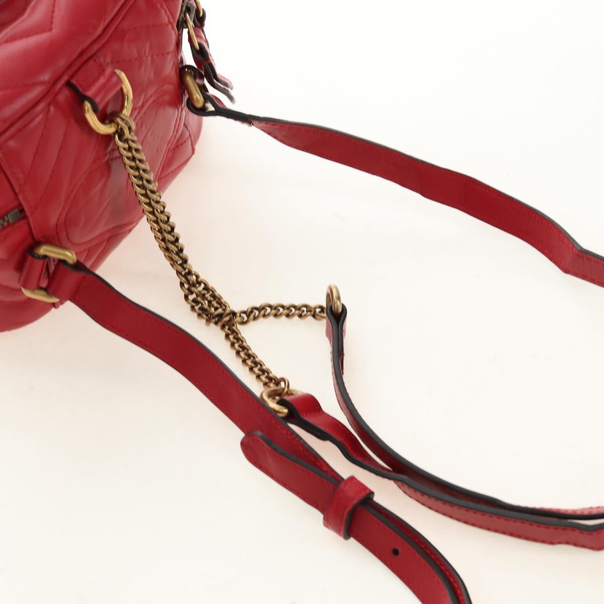 GUCCI Shoulder Bag Leather Red Gold 598594 Auth bs35771V