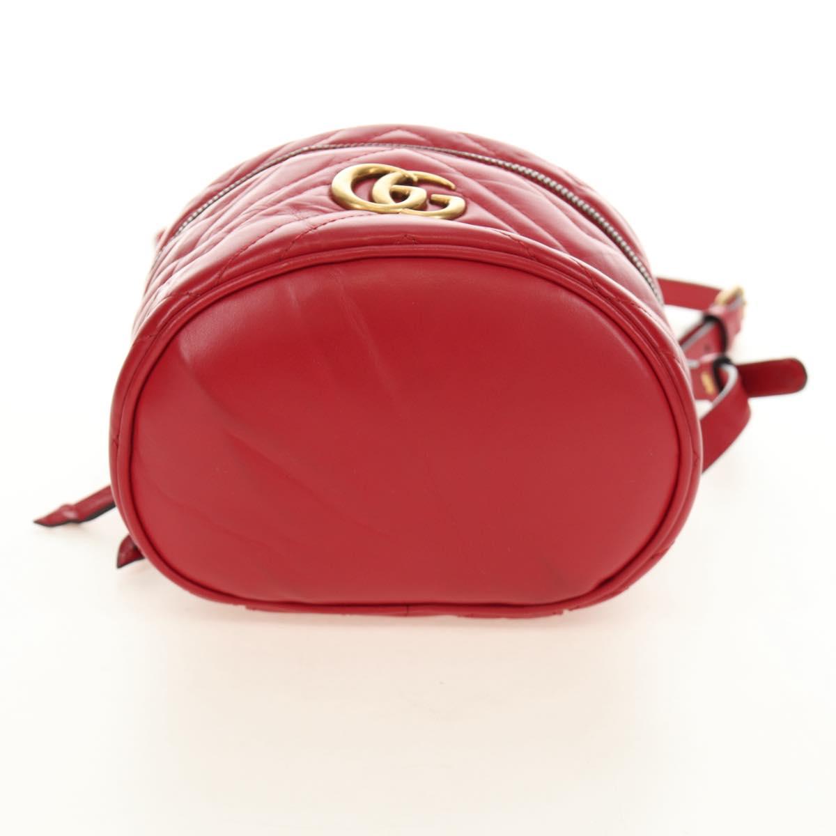 GUCCI Shoulder Bag Leather Red Gold 598594 Auth bs35771V