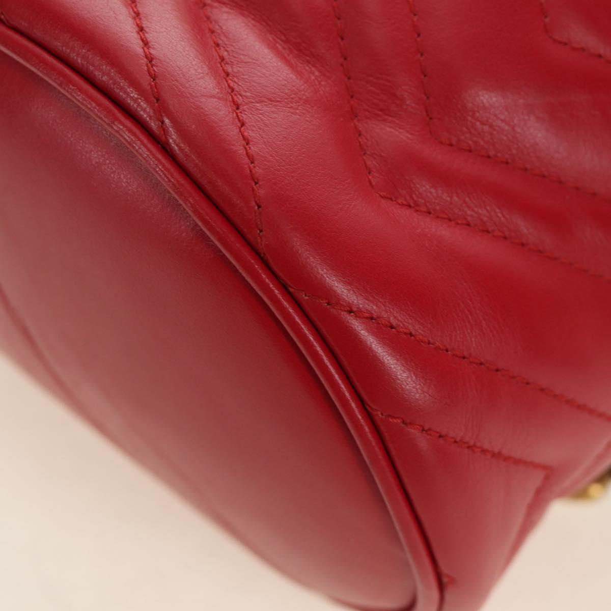 GUCCI Shoulder Bag Leather Red Gold 598594 Auth bs35771V
