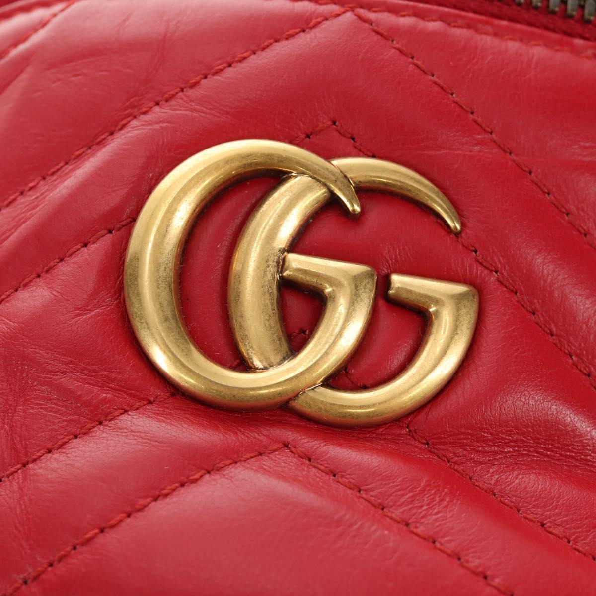 GUCCI Shoulder Bag Leather Red Gold 598594 Auth bs35771V