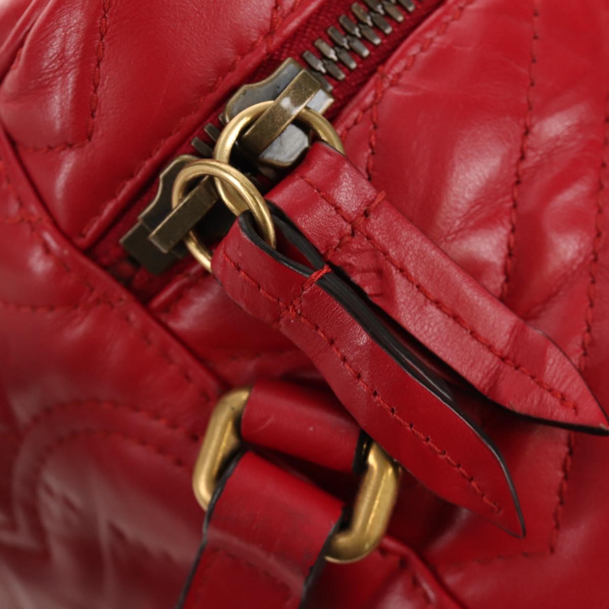 GUCCI Shoulder Bag Leather Red Gold 598594 Auth bs35771V