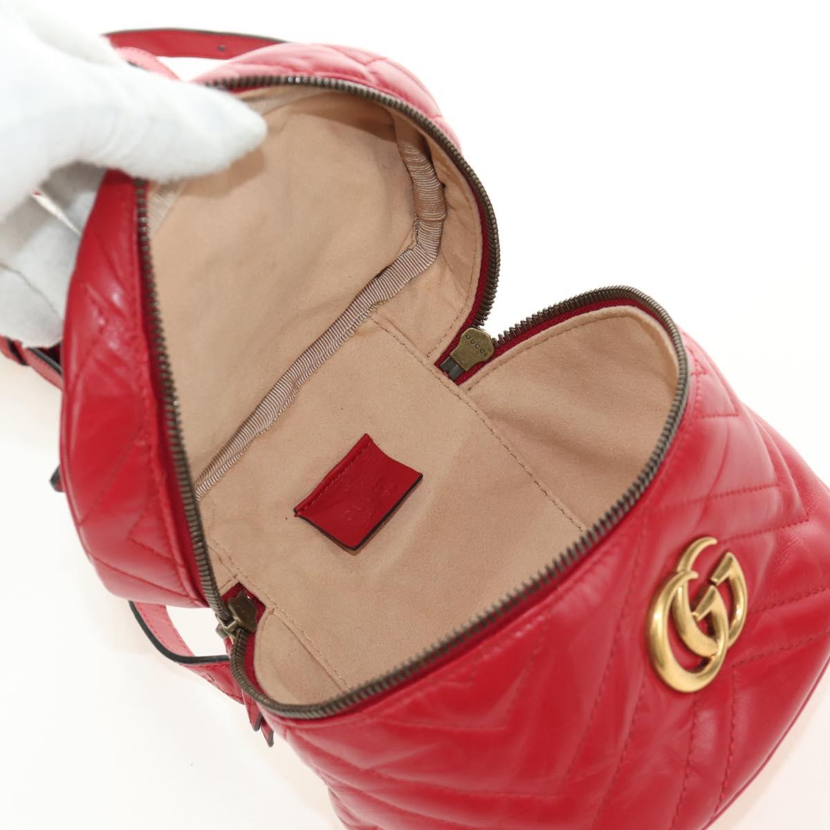 GUCCI Shoulder Bag Leather Red Gold 598594 Auth bs35771V
