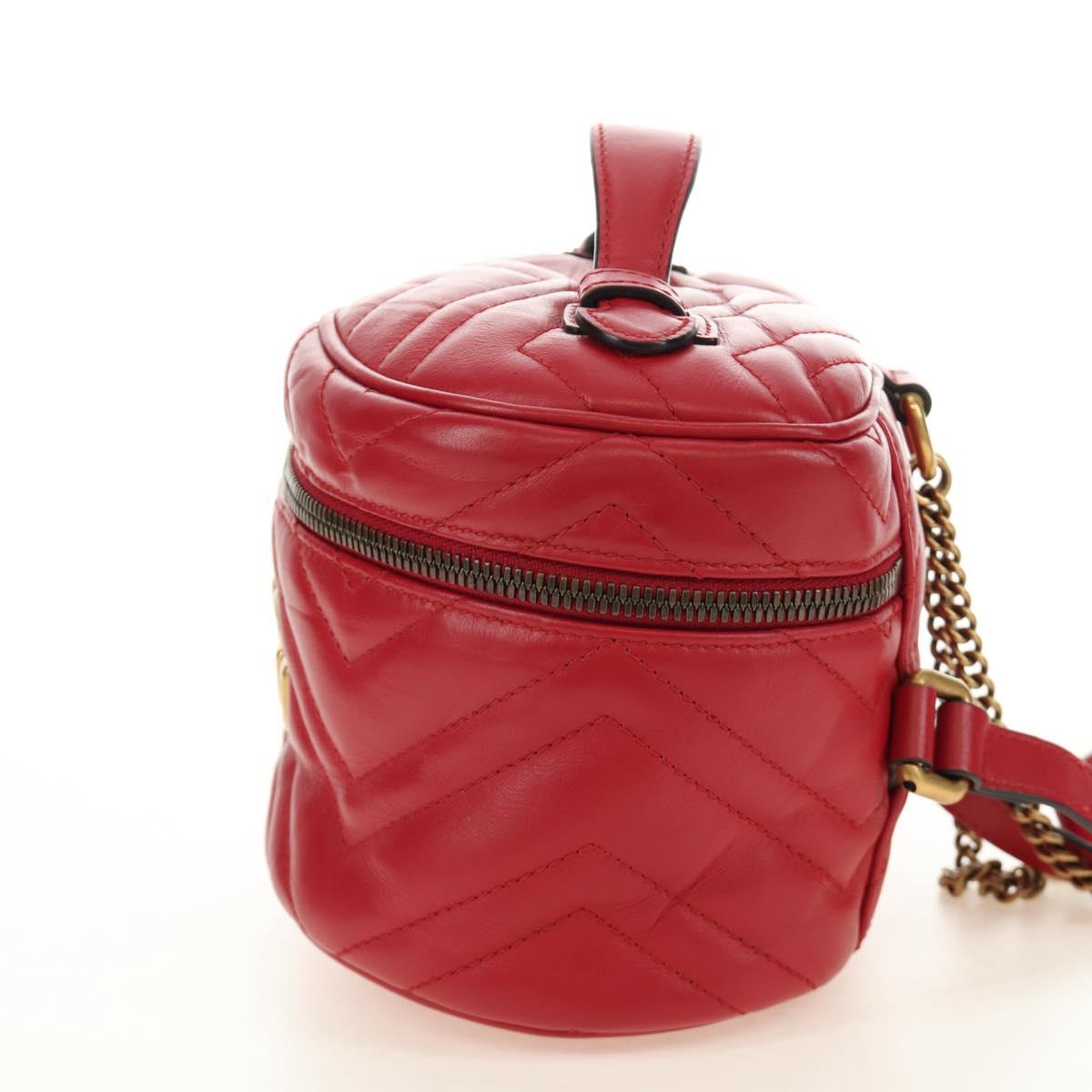 GUCCI Shoulder Bag Leather Red Gold 598594 Auth bs35771V