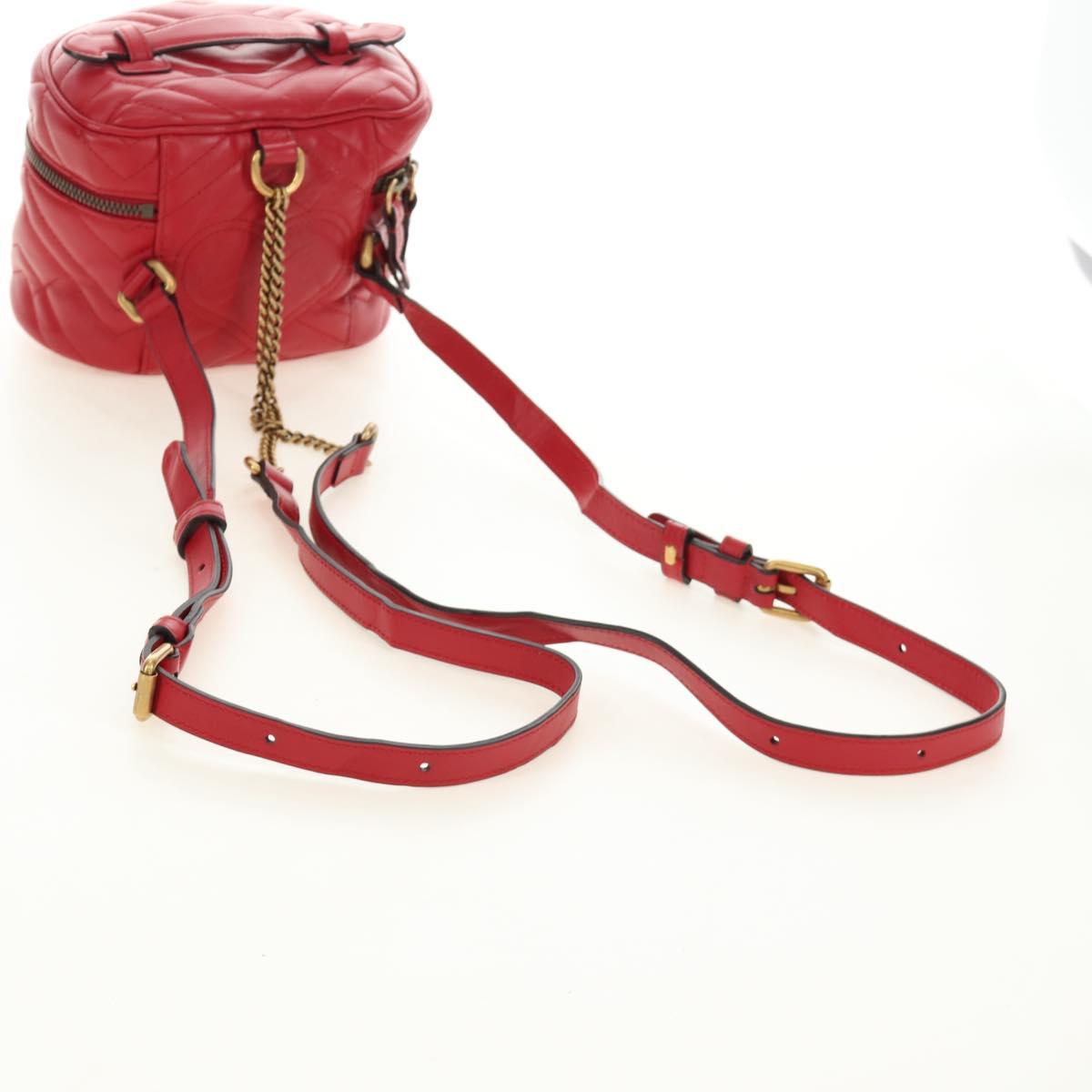 GUCCI Shoulder Bag Leather Red Gold 598594 Auth bs35771V