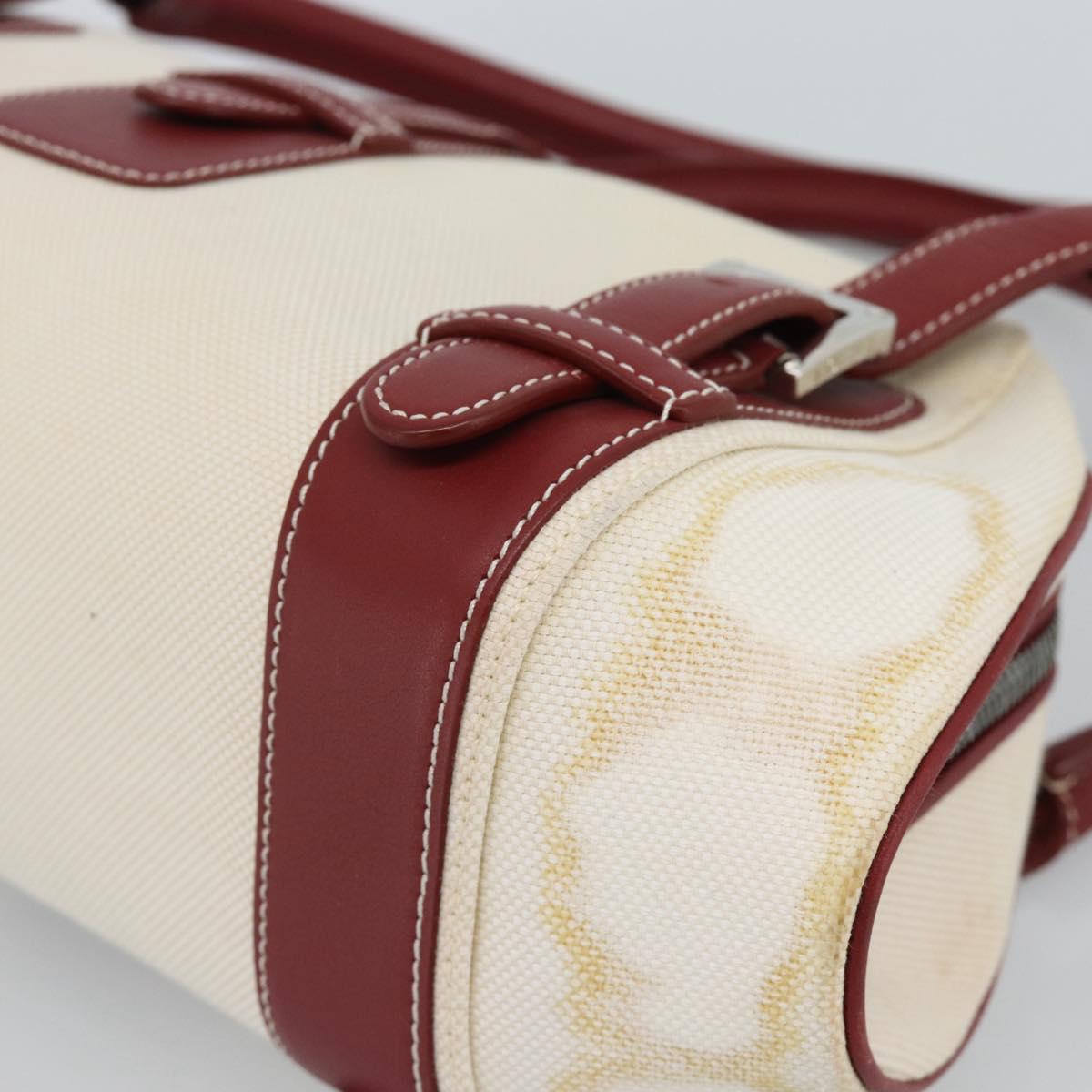 LOEWE Hand Bag Canvas Beige Silver Auth bs35772