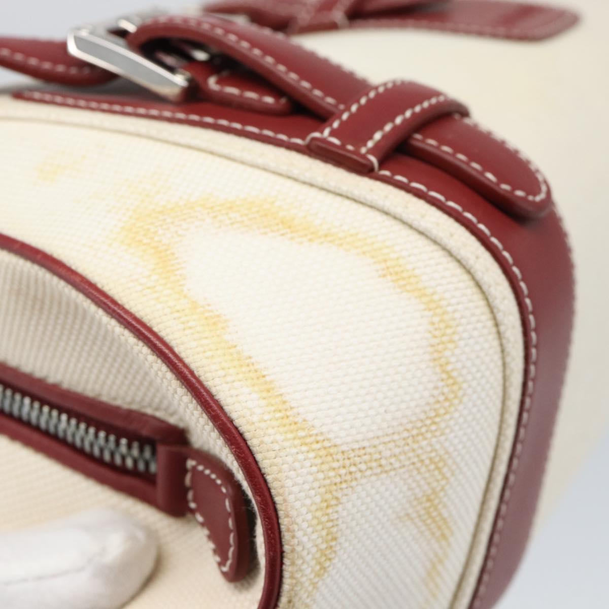 LOEWE Hand Bag Canvas Beige Silver Auth bs35772
