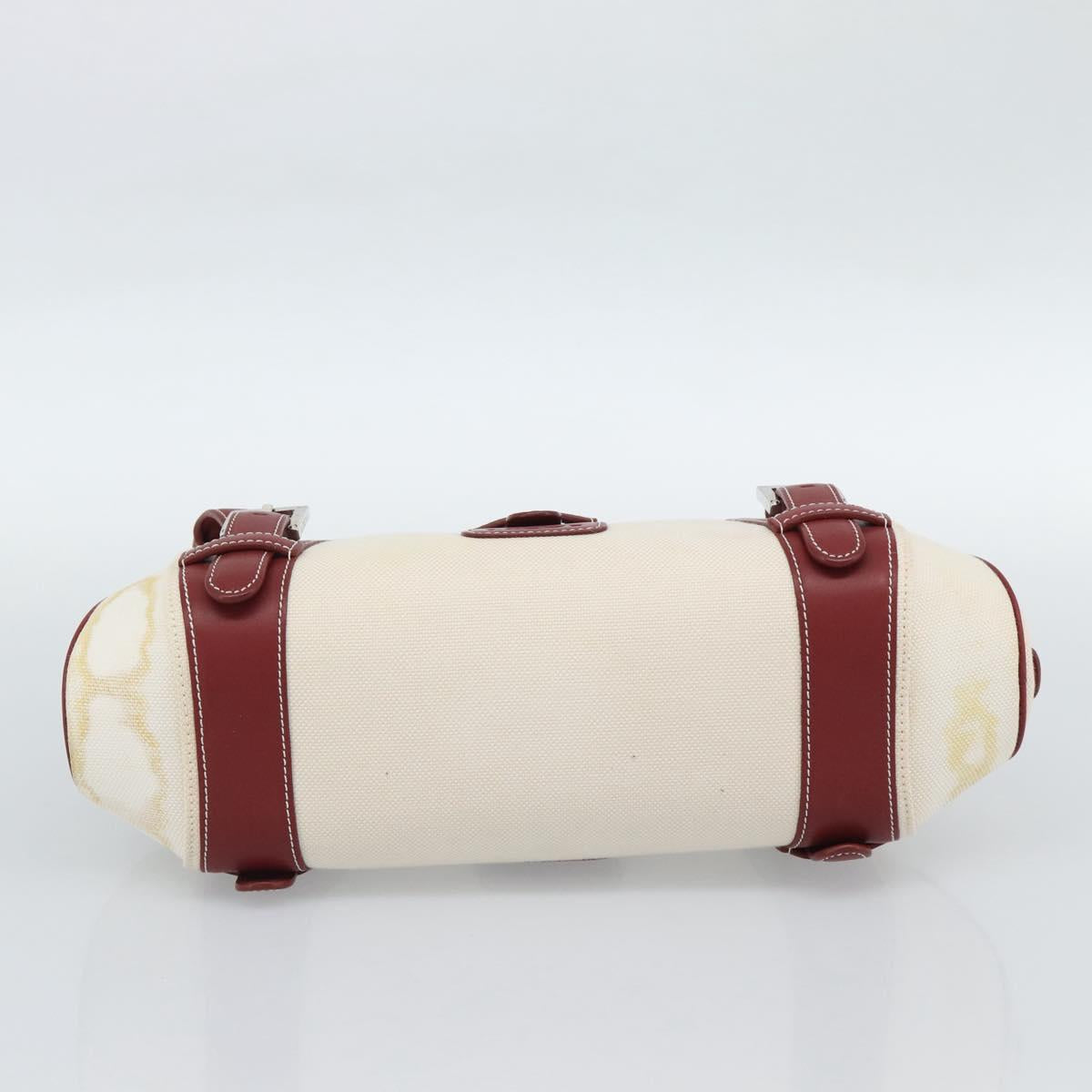 LOEWE Hand Bag Canvas Beige Silver Auth bs35772