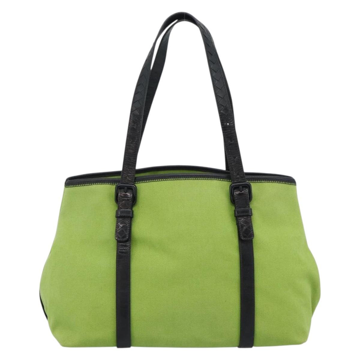 BOTTEGA VENETA Tote Bag Canvas Green Black 256763 Auth bs35773
