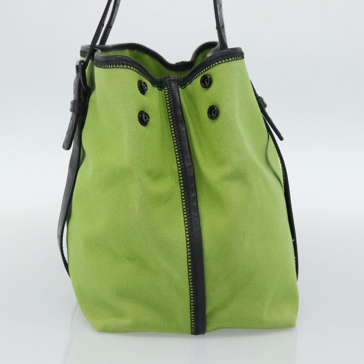 BOTTEGA VENETA Tote Bag Canvas Green Black 256763 Auth bs35773