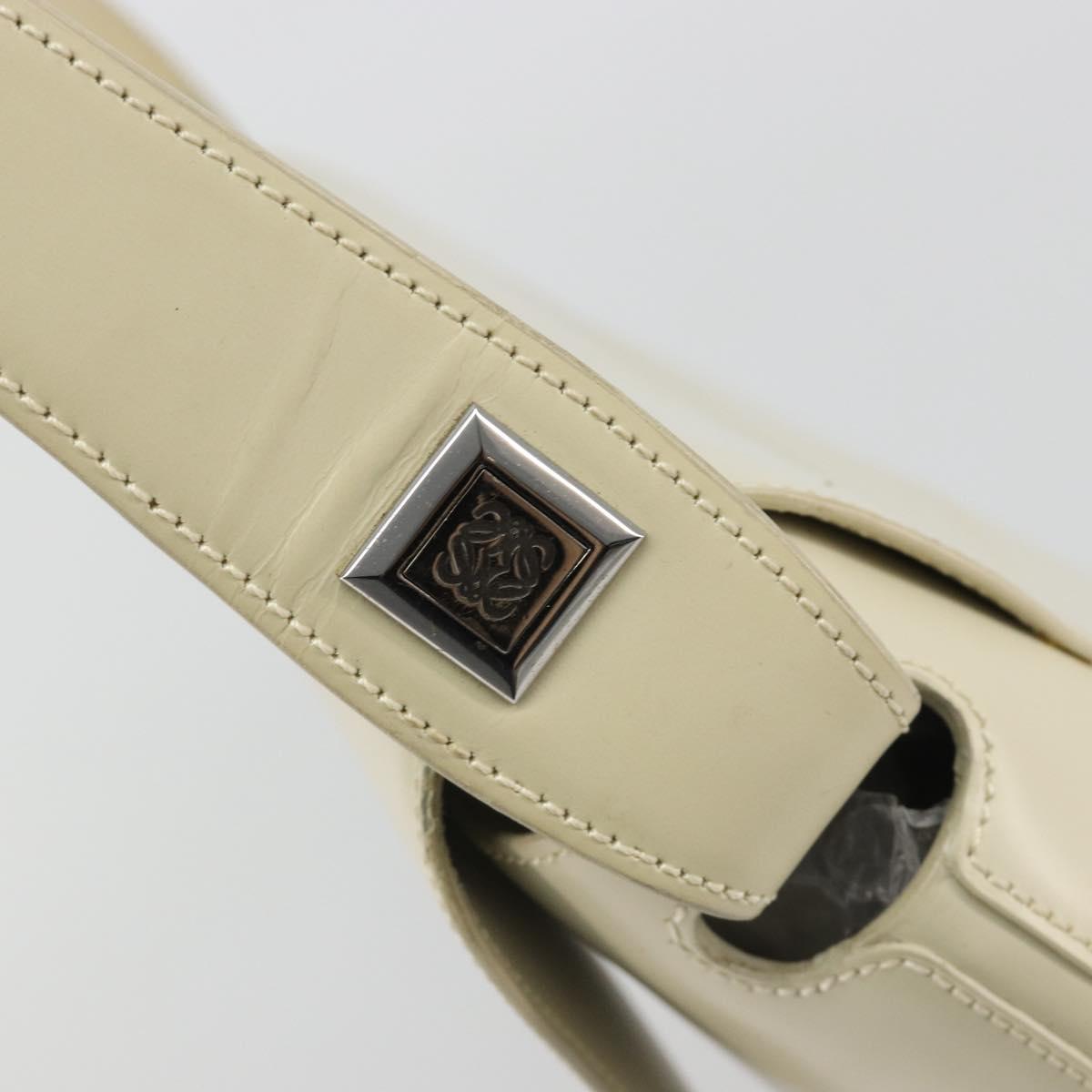 LOEWE Hand Bag Patent Beige Silver Auth bs35774