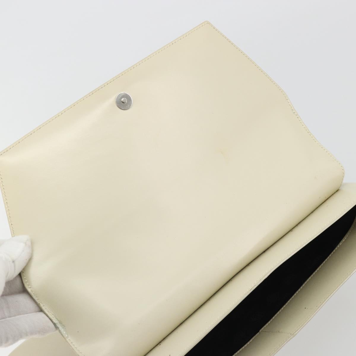 LOEWE Hand Bag Patent Beige Silver Auth bs35774