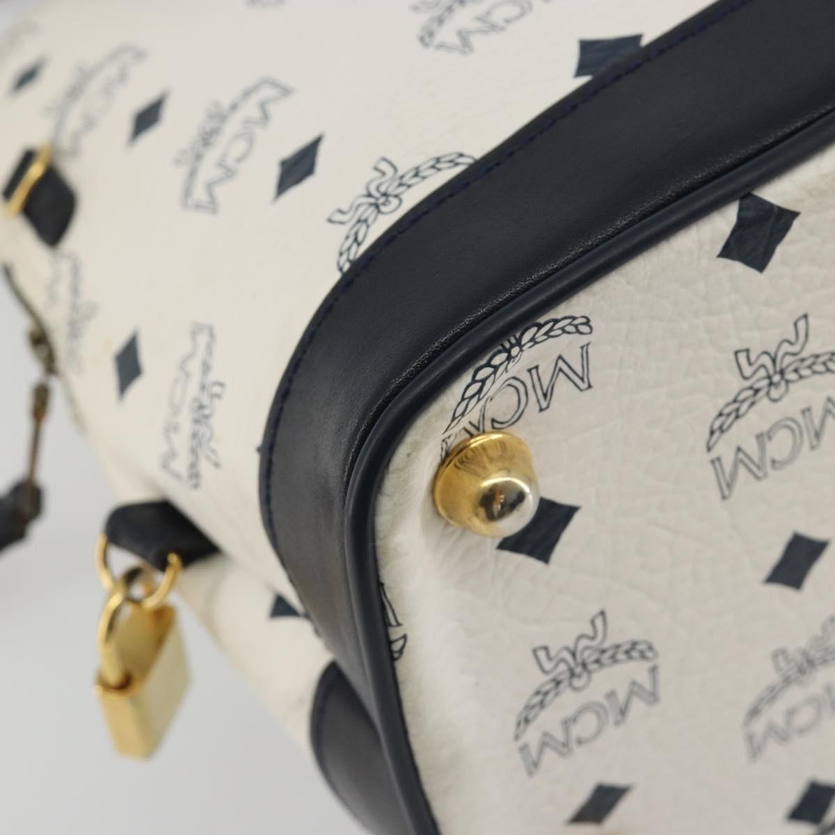 MCM Vicetos Hand Bag White Gold Auth bs35778