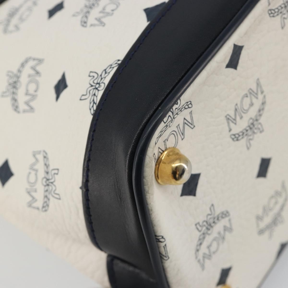 MCM Vicetos Hand Bag White Gold Auth bs35778