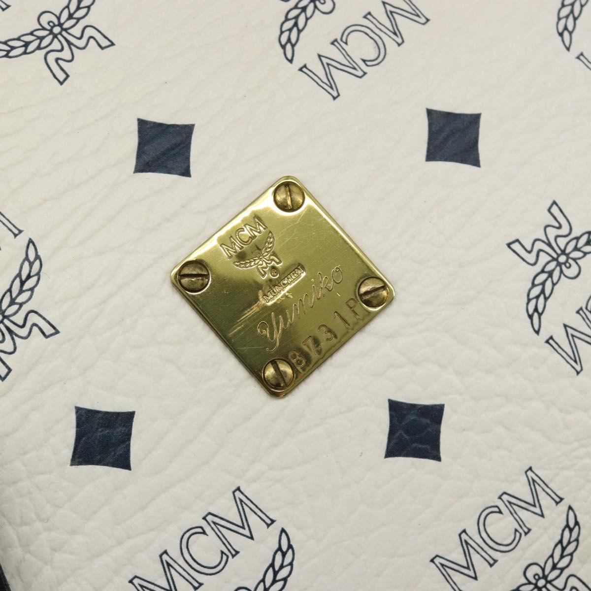 MCM Vicetos Hand Bag White Gold Auth bs35778