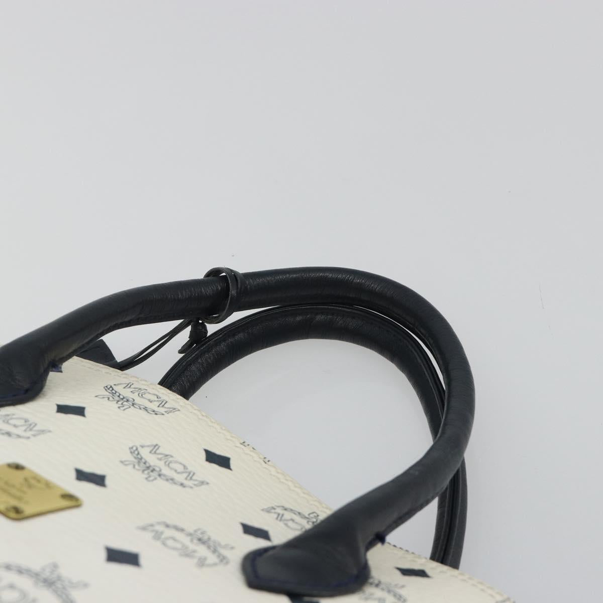 MCM Vicetos Hand Bag White Gold Auth bs35778