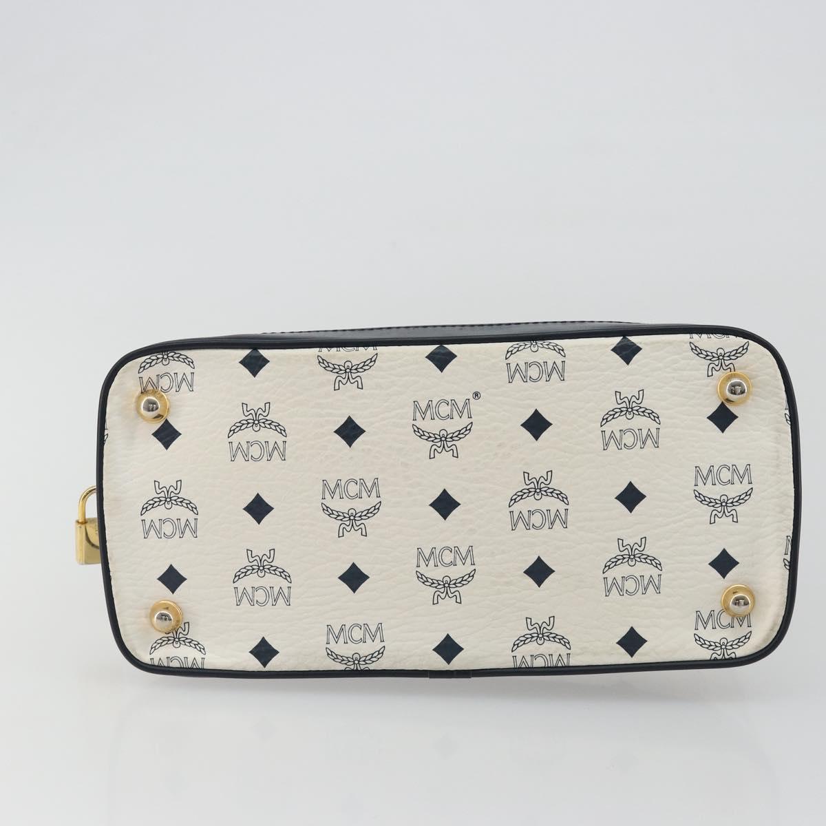 MCM Vicetos Hand Bag White Gold Auth bs35778