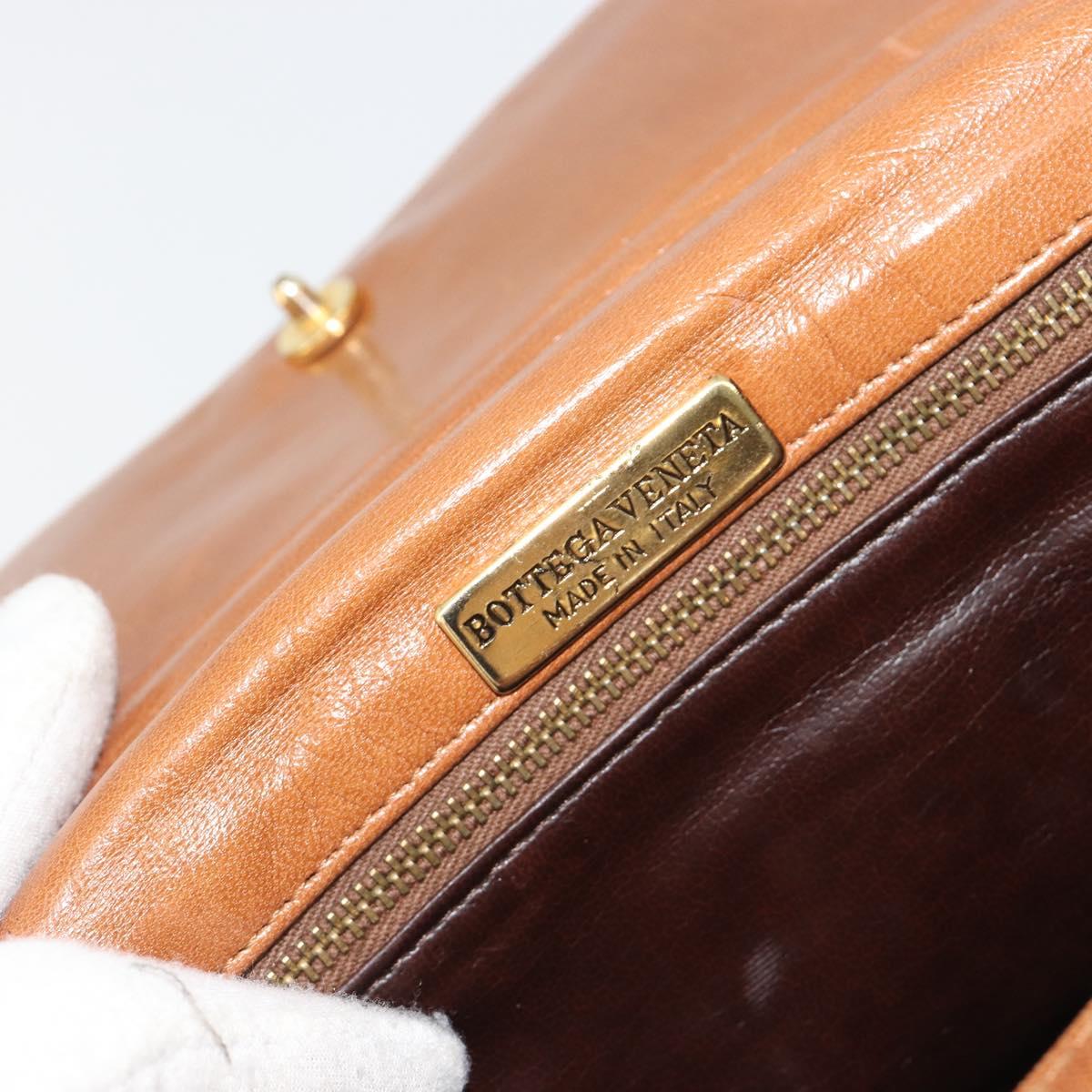 BOTTEGA VENETA Shoulder Bag Leather Brown Gold Auth bs35782